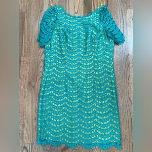 BODEN MINI DRESS (KNEE LENGTH MORE) GREEN LACY SIZE 4